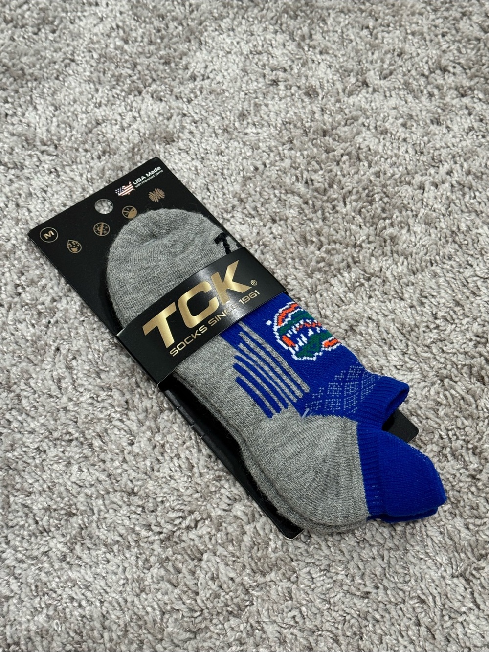 TCK Florida Gators Men's Grey Low-Cut Athletic Socks with Blue Accent